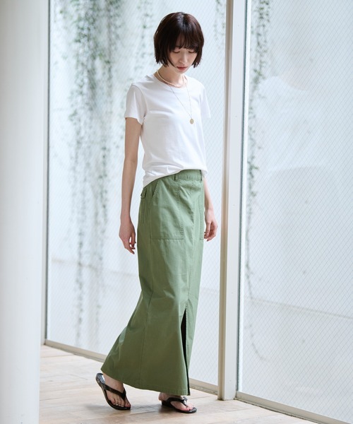 MICA&DEAL（マイカ＆ディール）の「【MICA&DEAL/マイカアンドディール】ミリタリースカート / スリット / タイトロングスカート（スカート・レディース・ベージュ/カーキ・36/38）」の7枚目の写真