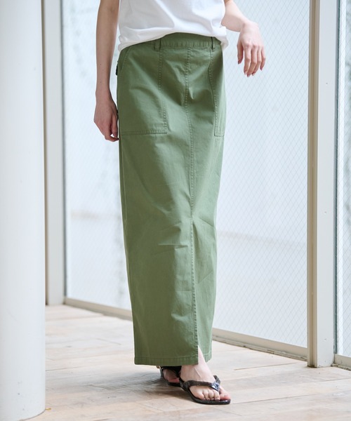 MICA&DEAL（マイカ＆ディール）の「【MICA&DEAL/マイカアンドディール】ミリタリースカート / スリット / タイトロングスカート（スカート・レディース・ベージュ/カーキ・36/38）」の8枚目の写真