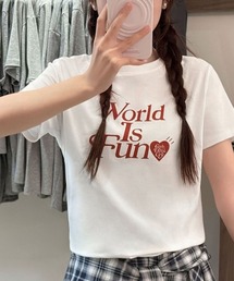 綿混フロントプリントTシャツ カットソー
