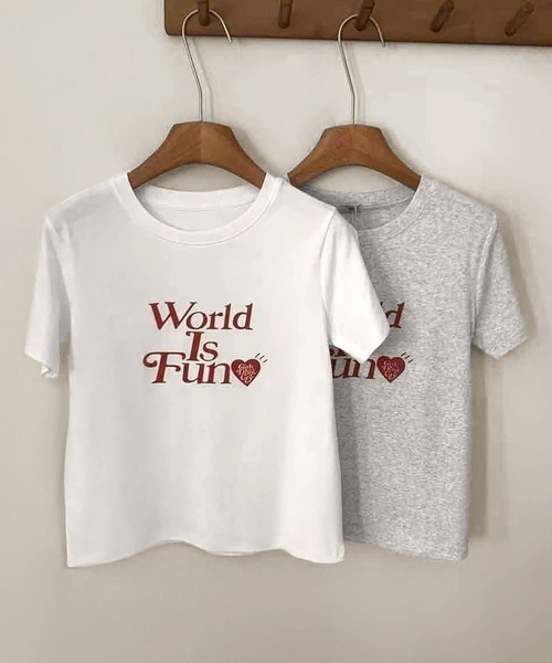 LOWO(ロワ)の「綿混フロントプリントTシャツ カットソー(Tシャツ/カットソー・レディース・ライトグレー/ホワイト・FREE)」の3枚目の写真