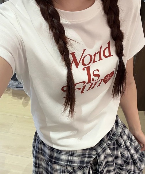 LOWO(ロワ)の「綿混フロントプリントTシャツ カットソー(Tシャツ/カットソー・レディース・ライトグレー/ホワイト・FREE)」の6枚目の写真