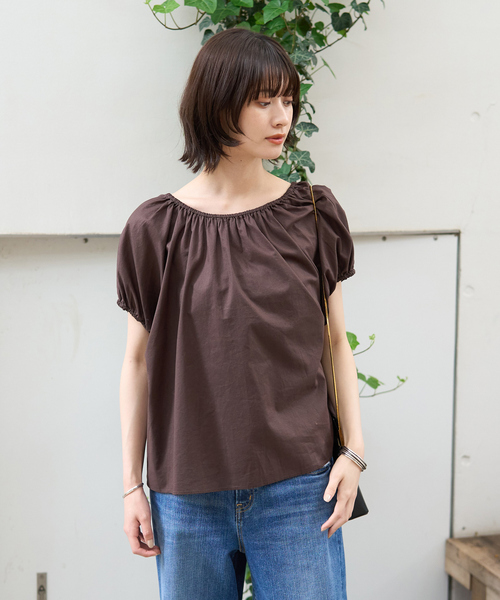 Rouge vif Anna（ルージュヴィフアンナ）の「コットンギャザーパフブラウス（シャツ/ブラウス・レディース・オフホワイト/ブラウン・フリー）」の9枚目の写真
