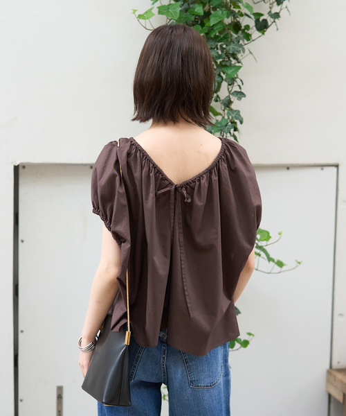 Rouge vif Anna（ルージュヴィフアンナ）の「コットンギャザーパフブラウス（シャツ/ブラウス・レディース・オフホワイト/ブラウン・フリー）」の12枚目の写真