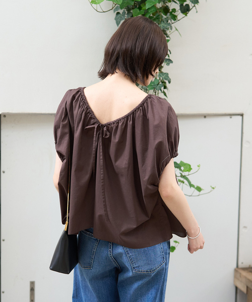 Rouge vif Anna（ルージュヴィフアンナ）の「コットンギャザーパフブラウス（シャツ/ブラウス・レディース・オフホワイト/ブラウン・フリー）」の13枚目の写真