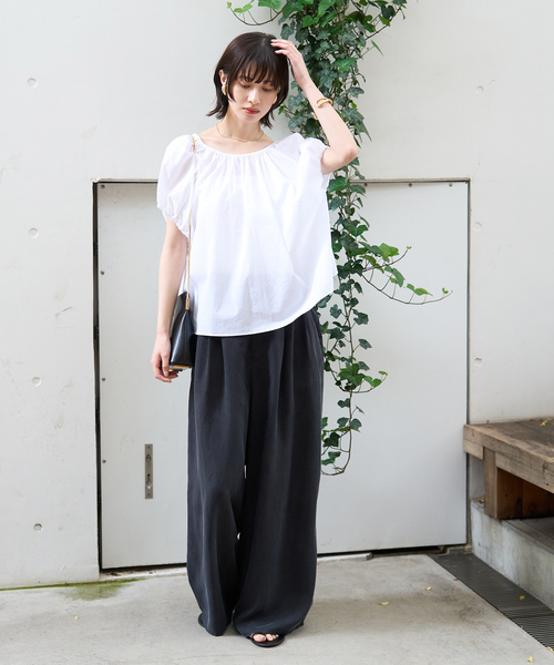 Rouge vif Anna（ルージュヴィフアンナ）の「コットンギャザーパフブラウス（シャツ/ブラウス・レディース・オフホワイト/ブラウン・フリー）」の15枚目の写真