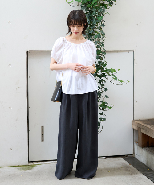 Rouge vif Anna（ルージュヴィフアンナ）の「コットンギャザーパフブラウス（シャツ/ブラウス・レディース・オフホワイト/ブラウン・フリー）」の16枚目の写真
