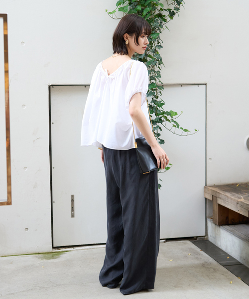 Rouge vif Anna（ルージュヴィフアンナ）の「コットンギャザーパフブラウス（シャツ/ブラウス・レディース・オフホワイト/ブラウン・フリー）」の18枚目の写真