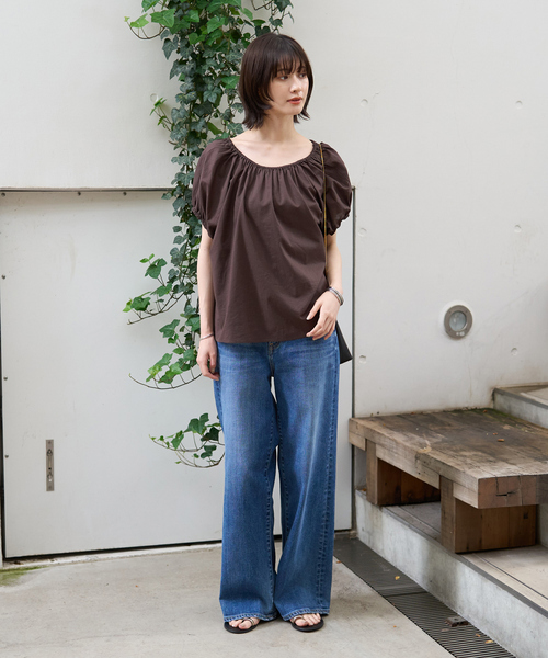 Rouge vif Anna（ルージュヴィフアンナ）の「コットンギャザーパフブラウス（シャツ/ブラウス・レディース・オフホワイト/ブラウン・フリー）」の19枚目の写真