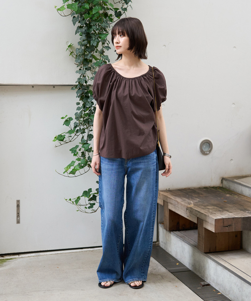 Rouge vif Anna（ルージュヴィフアンナ）の「コットンギャザーパフブラウス（シャツ/ブラウス・レディース・オフホワイト/ブラウン・フリー）」の21枚目の写真