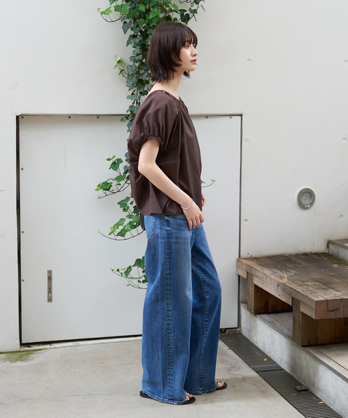 Rouge vif Anna（ルージュヴィフアンナ）の「コットンギャザーパフブラウス（シャツ/ブラウス・レディース・オフホワイト/ブラウン・フリー）」の22枚目の写真