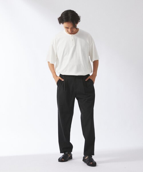 JOURNAL STANDARD relume（ジャーナルスタンダード　レリューム）の「"イージーケア" TECH LINEN COOLMAX(R) スラックス（セットアップ着用可）（スラックス・メンズ・ナチュラル/ブラック/ライトグレー/ブラックミックス・SMALL/MEDIUM/LARGE）」の5枚目の写真
