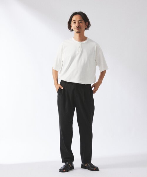 JOURNAL STANDARD relume（ジャーナルスタンダード　レリューム）の「"イージーケア" TECH LINEN COOLMAX(R) スラックス（セットアップ着用可）（スラックス・メンズ・ナチュラル/ブラック/ライトグレー/ブラックミックス・SMALL/MEDIUM/LARGE）」の7枚目の写真