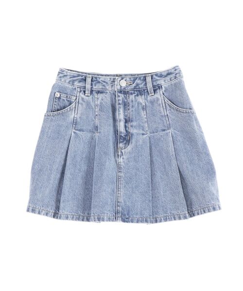 EATME(イートミー)の「FRONTプリーツデニムスカート(デニムスカート・レディース・ブルー/ブラック/ライトブルー・SMALL/MEDIUM)」の3枚目の写真