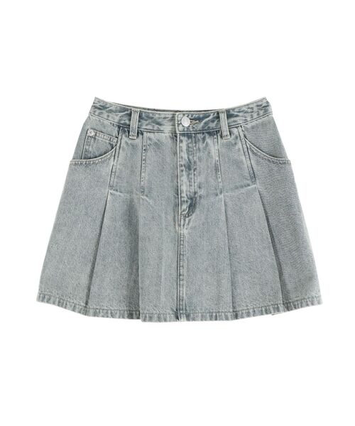 EATME(イートミー)の「FRONTプリーツデニムスカート(デニムスカート・レディース・ブルー/ブラック/ライトブルー・SMALL/MEDIUM)」の9枚目の写真