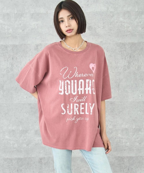 ANAP（アナップ）の「ピグメント メッセージロゴ ビッグTシャツ（Tシャツ/カットソー・レディース・ホワイト/レッド/ブラック系その他・FREE）」の3枚目の写真