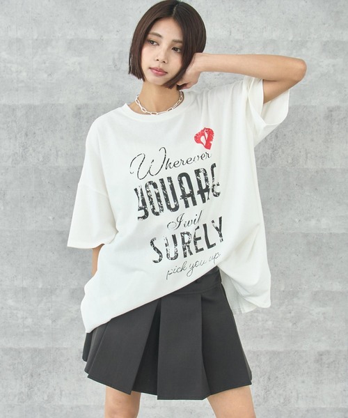 ANAP（アナップ）の「ピグメント メッセージロゴ ビッグTシャツ（Tシャツ/カットソー・レディース・ホワイト/レッド/ブラック系その他・FREE）」の2枚目の写真