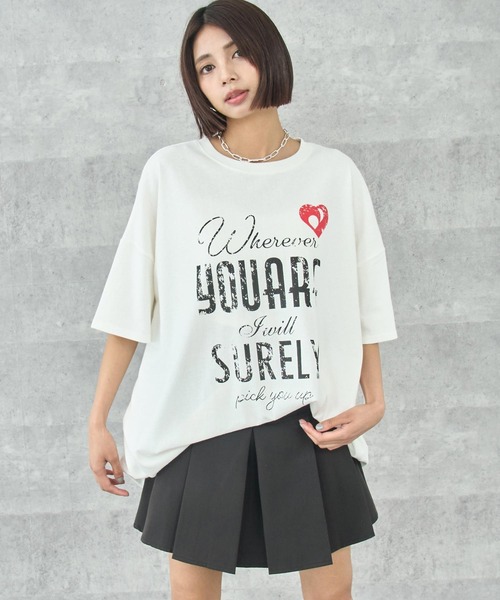 ANAP（アナップ）の「ピグメント メッセージロゴ ビッグTシャツ（Tシャツ/カットソー・レディース・ホワイト/レッド/ブラック系その他・FREE）」の4枚目の写真