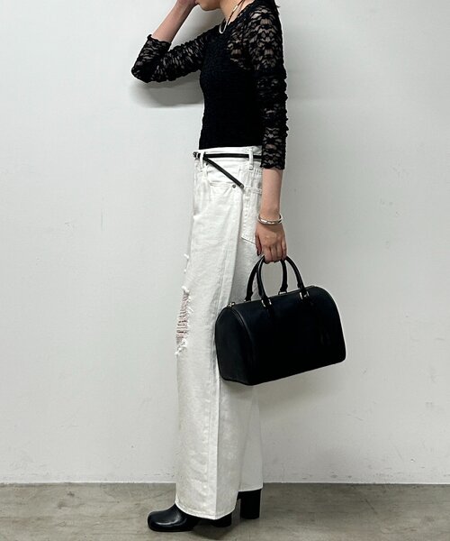 LOUNGEDRESS（ラウンジドレス）の「ワイドデニムパンツ（デニムパンツ・レディース・オフホワイト/ブルー・SMALL/MEDIUM）」の5枚目の写真