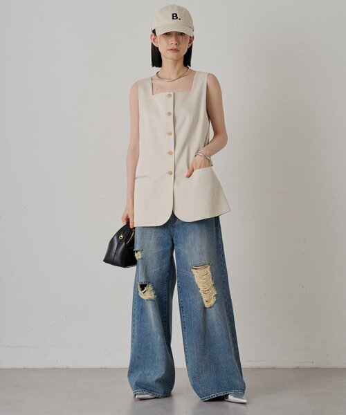 LOUNGEDRESS（ラウンジドレス）の「ワイドデニムパンツ（デニムパンツ・レディース・オフホワイト/ブルー・SMALL/MEDIUM）」の13枚目の写真