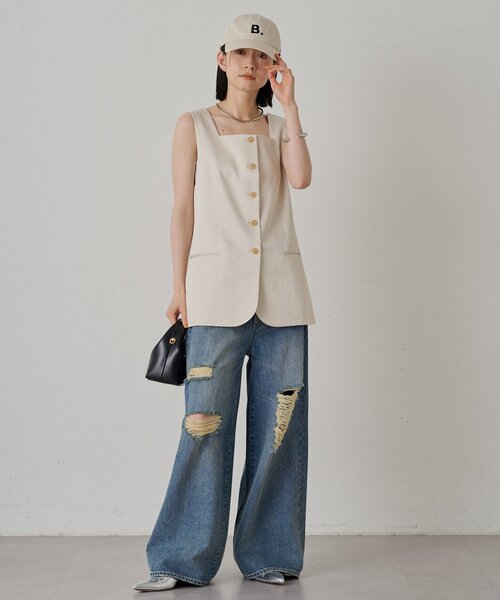 LOUNGEDRESS（ラウンジドレス）の「ワイドデニムパンツ（デニムパンツ・レディース・オフホワイト/ブルー・SMALL/MEDIUM）」の14枚目の写真