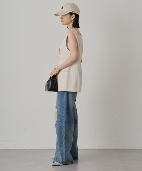 LOUNGEDRESS（ラウンジドレス）の「ワイドデニムパンツ（デニムパンツ・レディース・オフホワイト/ブルー・SMALL/MEDIUM）」の17枚目の写真