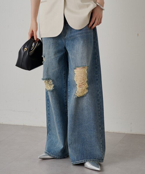 LOUNGEDRESS（ラウンジドレス）の「ワイドデニムパンツ（デニムパンツ・レディース・オフホワイト/ブルー・SMALL/MEDIUM）」の19枚目の写真