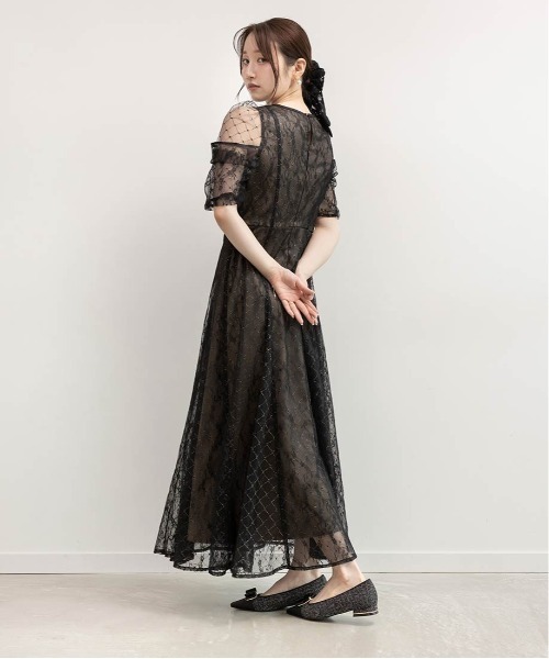 RANDA(ランダ)の「デザインスリーブチュールレイヤードワンピース(ワンピース・レディース・ベージュ/グリーン/ブラック・0/1/2)」の10枚目の写真