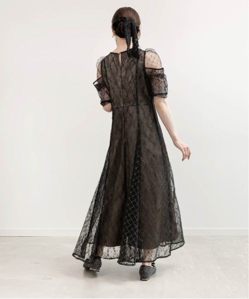 RANDA(ランダ)の「デザインスリーブチュールレイヤードワンピース(ワンピース・レディース・ベージュ/グリーン/ブラック・0/1/2)」の11枚目の写真