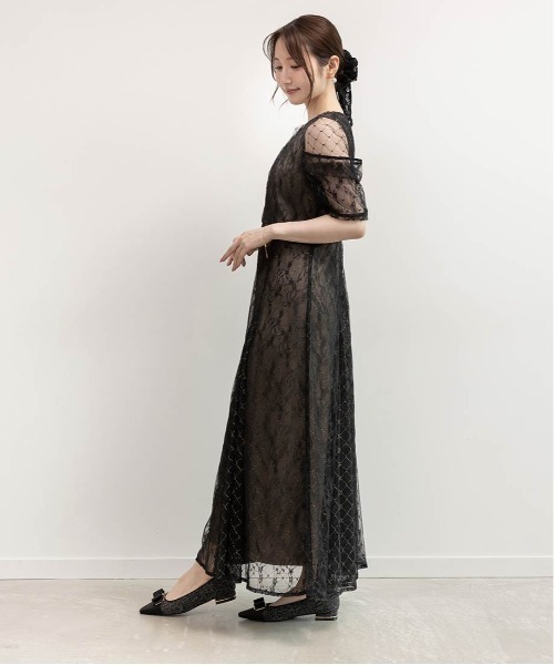 RANDA(ランダ)の「デザインスリーブチュールレイヤードワンピース(ワンピース・レディース・ベージュ/グリーン/ブラック・0/1/2)」の12枚目の写真