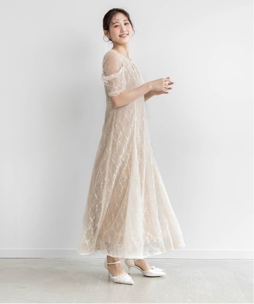 RANDA(ランダ)の「デザインスリーブチュールレイヤードワンピース(ワンピース・レディース・ベージュ/グリーン/ブラック・0/1/2)」の16枚目の写真