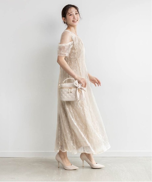 RANDA(ランダ)の「デザインスリーブチュールレイヤードワンピース(ワンピース・レディース・ベージュ/グリーン/ブラック・0/1/2)」の20枚目の写真