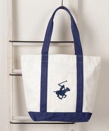 【77】【BEVERLY HILLS POLO CLUB/ビバリーヒルズポロクラブ】ブランドロゴ刺繍 キャンバス トートバック