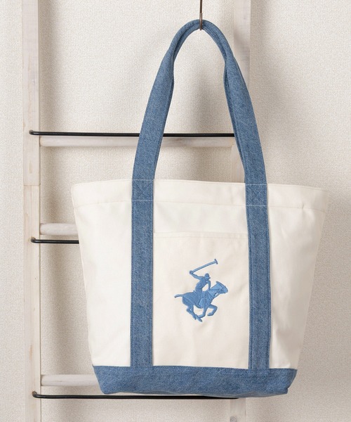 BEVERLY HILLS POLO CLUB(ビバリーヒルズポロクラブ)の「【77】【BEVERLY HILLS POLO CLUB/ビバリーヒルズポロクラブ】ブランドロゴ刺繍 キャンバス トートバック(トートバッグ・レディース・ピンク/グリーン/ブラック/ブルー/ベージュ/ネイビー・FREE)」の5枚目の写真