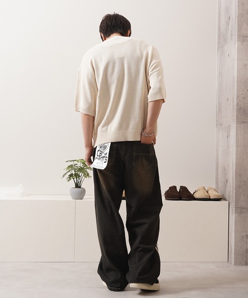 1111clothing(ワンフォークロージング)の「ツイストライン バレルレッグデニム ジーンズ / Twistline Barrel Leg Denim Jeans(デニムパンツ・メンズ・ブルー/サックスブルー/ブラック・M/L)」の15枚目の写真