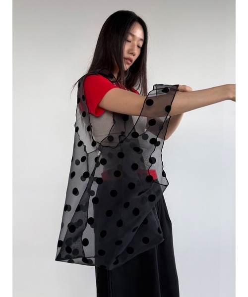 Didot.showroom（ディドット ショールーム）の「【DIDOT.】ドットオーガンジーエコバッグ（エコバッグ/サブバッグ・レディース・ホワイト/ブラック・FREE）」の2枚目の写真
