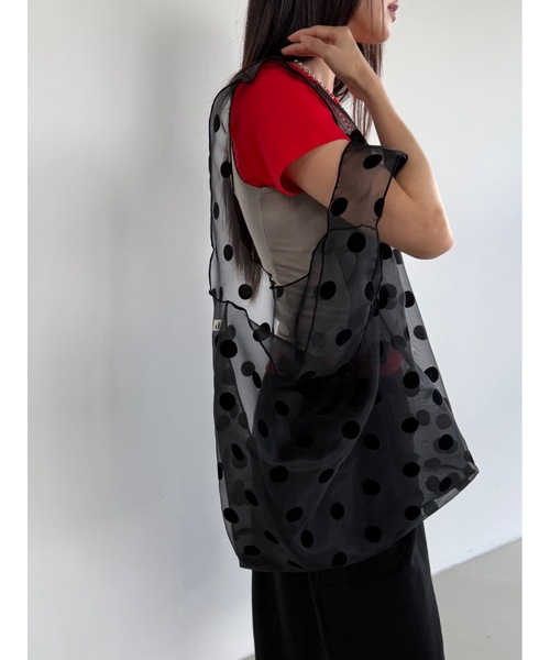 Didot.showroom（ディドット ショールーム）の「【DIDOT.】ドットオーガンジーエコバッグ（エコバッグ/サブバッグ・レディース・ホワイト/ブラック・FREE）」の7枚目の写真
