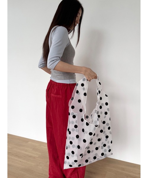 Didot.showroom（ディドット ショールーム）の「【DIDOT.】ドットオーガンジーエコバッグ（エコバッグ/サブバッグ・レディース・ホワイト/ブラック・FREE）」の3枚目の写真