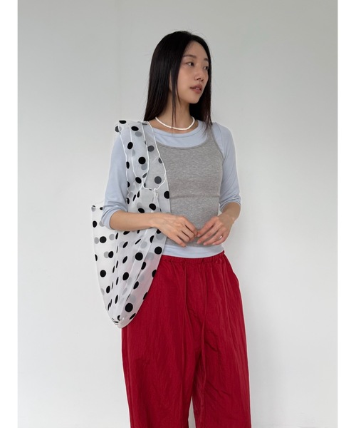 Didot.showroom（ディドット ショールーム）の「【DIDOT.】ドットオーガンジーエコバッグ（エコバッグ/サブバッグ・レディース・ホワイト/ブラック・FREE）」の5枚目の写真