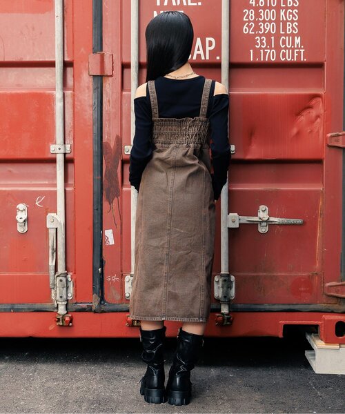 algy(アルジー)の「フロントジップミディジャンスカ(ジャンパースカート・キッズ・ブラウン/サックスブルー・XX-SMALL/X-SMALL/SMALL/MEDIUM)」の4枚目の写真