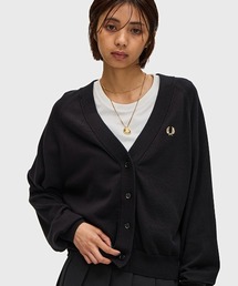 FRED PERRY 黒 カーディガン 42(XL相当） FRED PERRY フレッドペリー カーディガン ティップ ピケ