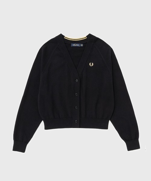 FRED PERRY（フレッドペリー）の「V-Neck Cardigan／Vネックカーディガン（カーディガン/ボレロ・レディース・ブラック/ダークベージュ/オートミール/ブラック系その他・10）」の10枚目の写真
