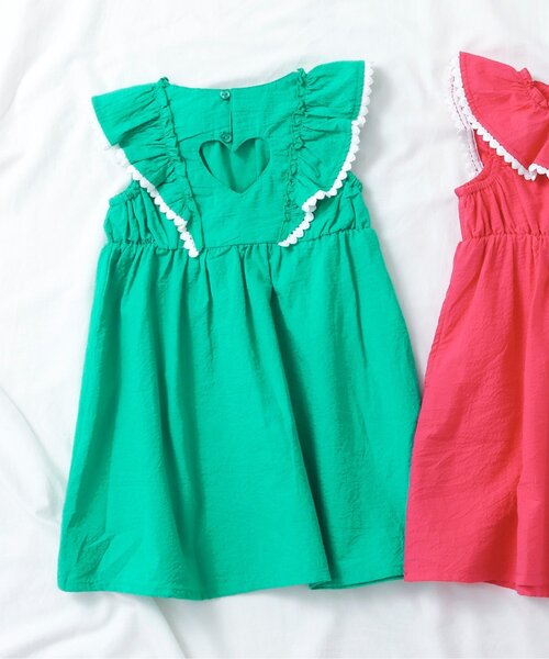 apres les cours（アプレレクール）の「【ジュニア対応】ハートレースフリルワンピース（ワンピース・キッズ・ピンク/エメラルド・80/90/120/140/100/110/130）」の2枚目の写真