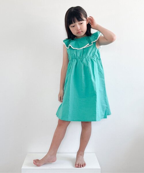 apres les cours（アプレレクール）の「【ジュニア対応】ハートレースフリルワンピース（ワンピース・キッズ・ピンク/エメラルド・80/90/120/140/100/110/130）」の3枚目の写真