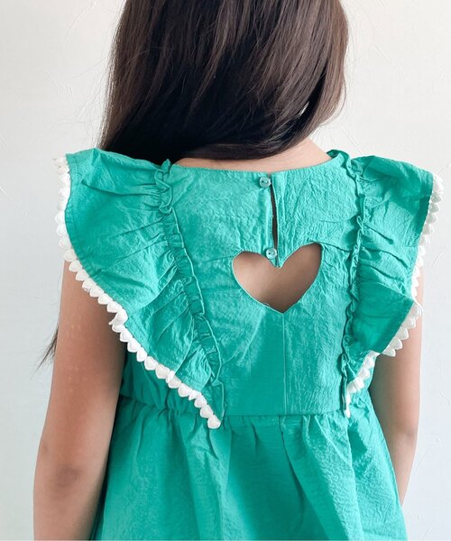 apres les cours（アプレレクール）の「【ジュニア対応】ハートレースフリルワンピース（ワンピース・キッズ・ピンク/エメラルド・80/90/120/140/100/110/130）」の5枚目の写真