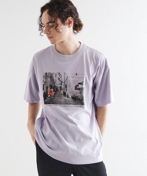 tk.TAKEO KIKUCHI(ティーケータケオキクチ)の「フォト刺繍Tシャツ(Tシャツ/カットソー・メンズ・ホワイト/ライトグレー/グリーン系/パープル・02/03/04)」の4枚目の写真