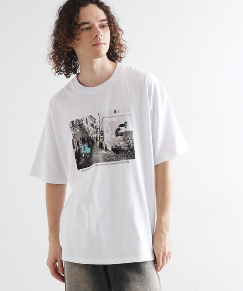 tk.TAKEO KIKUCHI(ティーケータケオキクチ)の「フォト刺繍Tシャツ(Tシャツ/カットソー・メンズ・ホワイト/ライトグレー/グリーン系/パープル・02/03/04)」の5枚目の写真