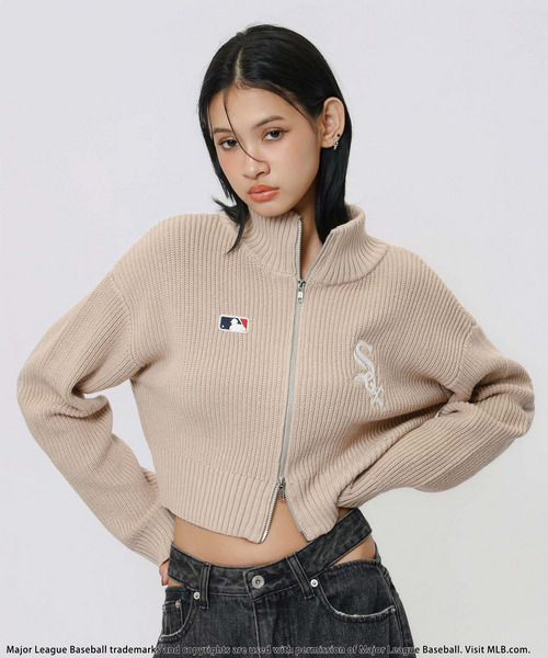 BACK TO THE FIELD（バック トゥー ザ フィールド）の「【MLB】ロゴZIPニット（ニット/セーター・レディース・ベージュ/ブラック/グレー・FREE）」の21枚目の写真