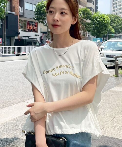 le.coeur blanc(ルクールブラン)の「《手洗い可能》ドロストハクプリントTシャツ(Tシャツ/カットソー・レディース・ブラック/オフホワイト・38)」の8枚目の写真