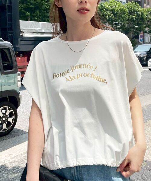 le.coeur blanc(ルクールブラン)の「《手洗い可能》ドロストハクプリントTシャツ(Tシャツ/カットソー・レディース・ブラック/オフホワイト・38)」の11枚目の写真