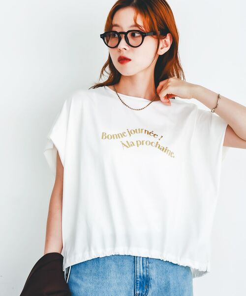 le.coeur blanc(ルクールブラン)の「《手洗い可能》ドロストハクプリントTシャツ(Tシャツ/カットソー・レディース・ブラック/オフホワイト・38)」の15枚目の写真
